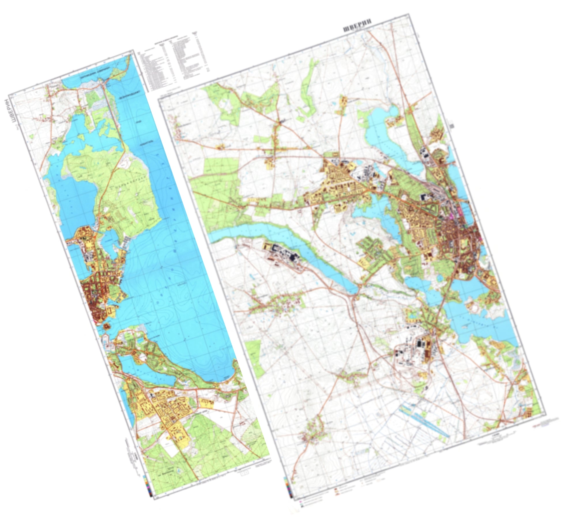 Schwerin (Germany) 2-Sheet Set - Soviet Military City Plans