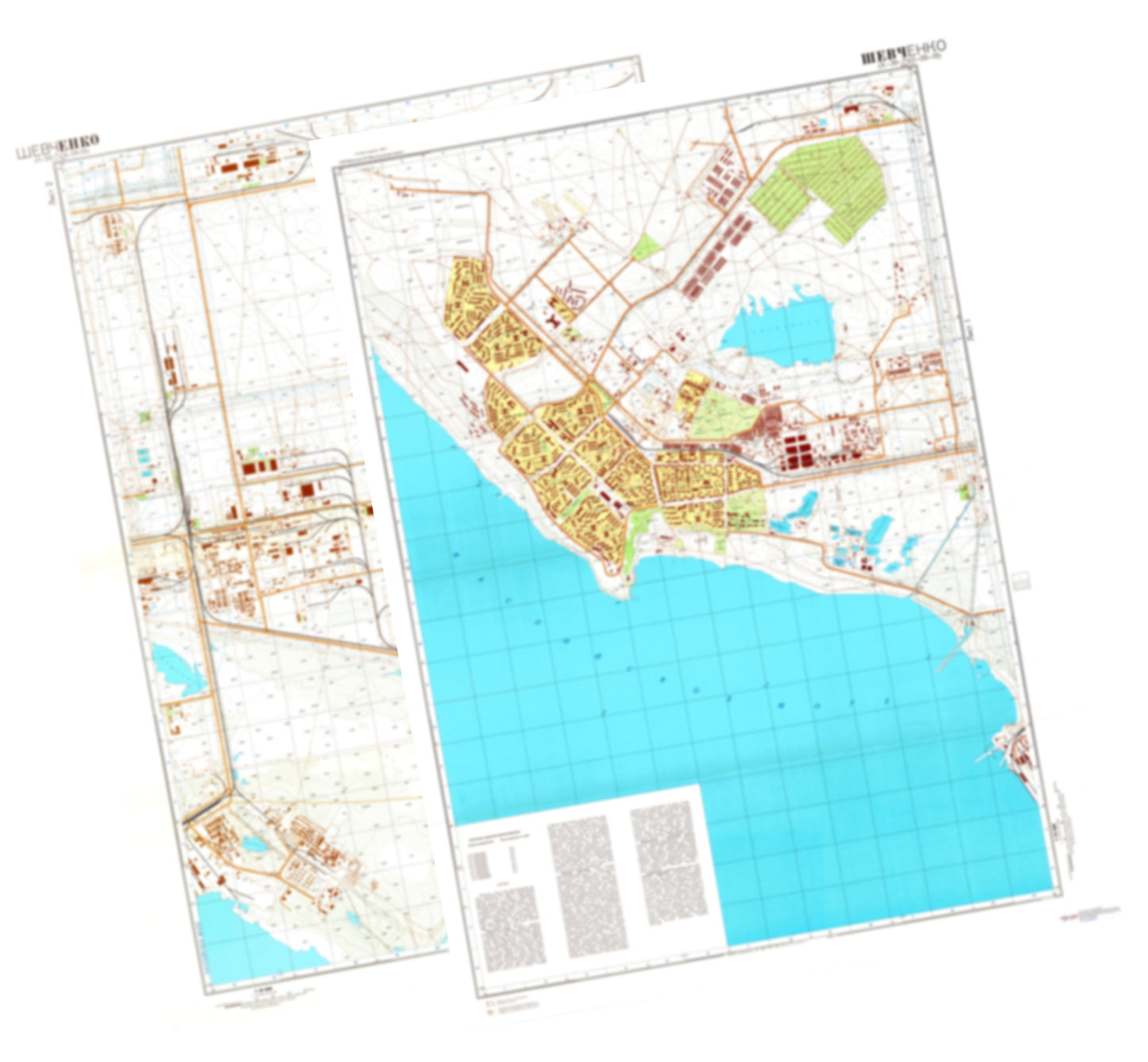 Shevchenko / Aktau (Kazakhstan) 2-Sheet Set - Soviet Military City Plans