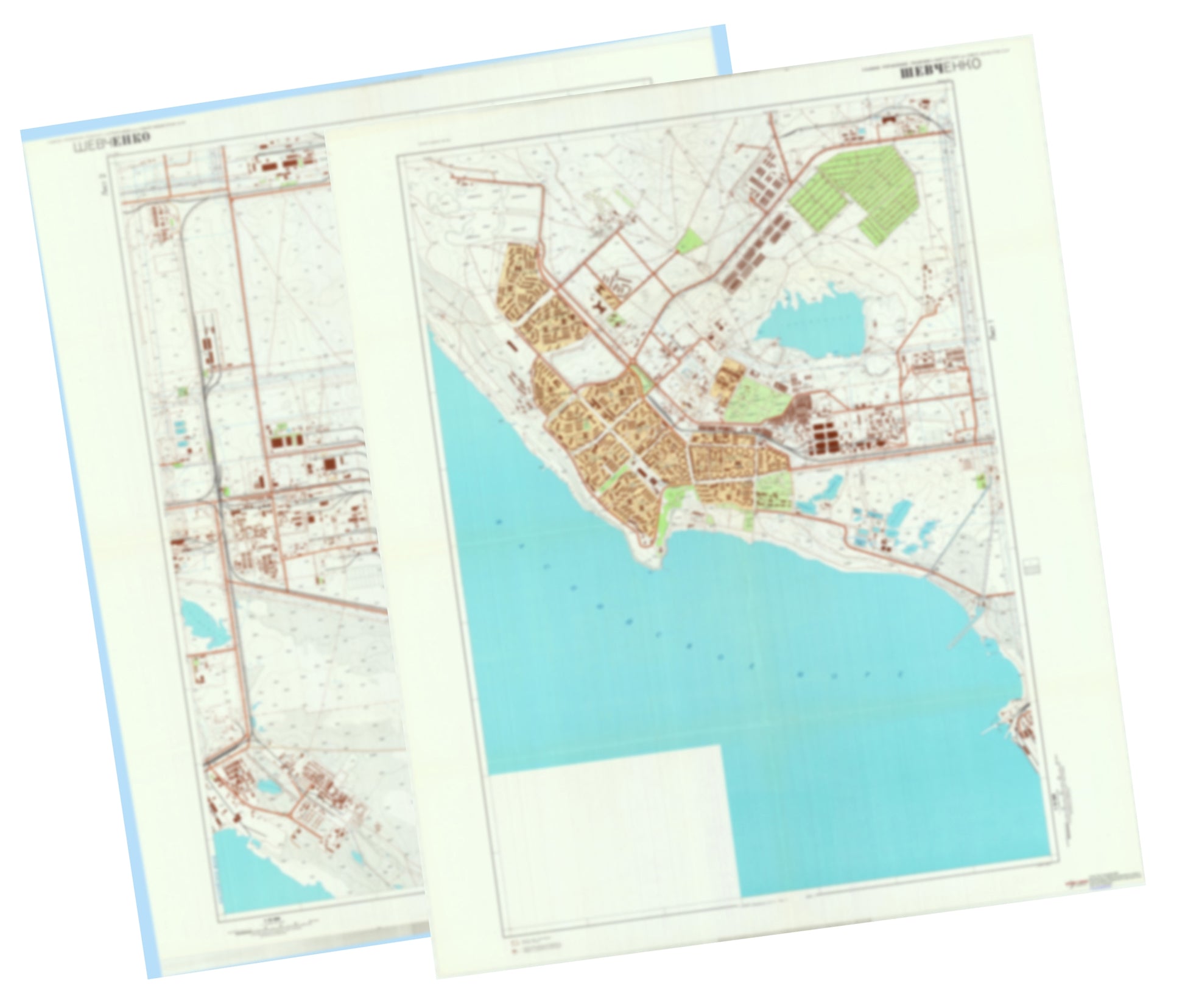 Shevchenko / Aktau (Kazakhstan) 2-Sheet Set - Soviet Military City Plans