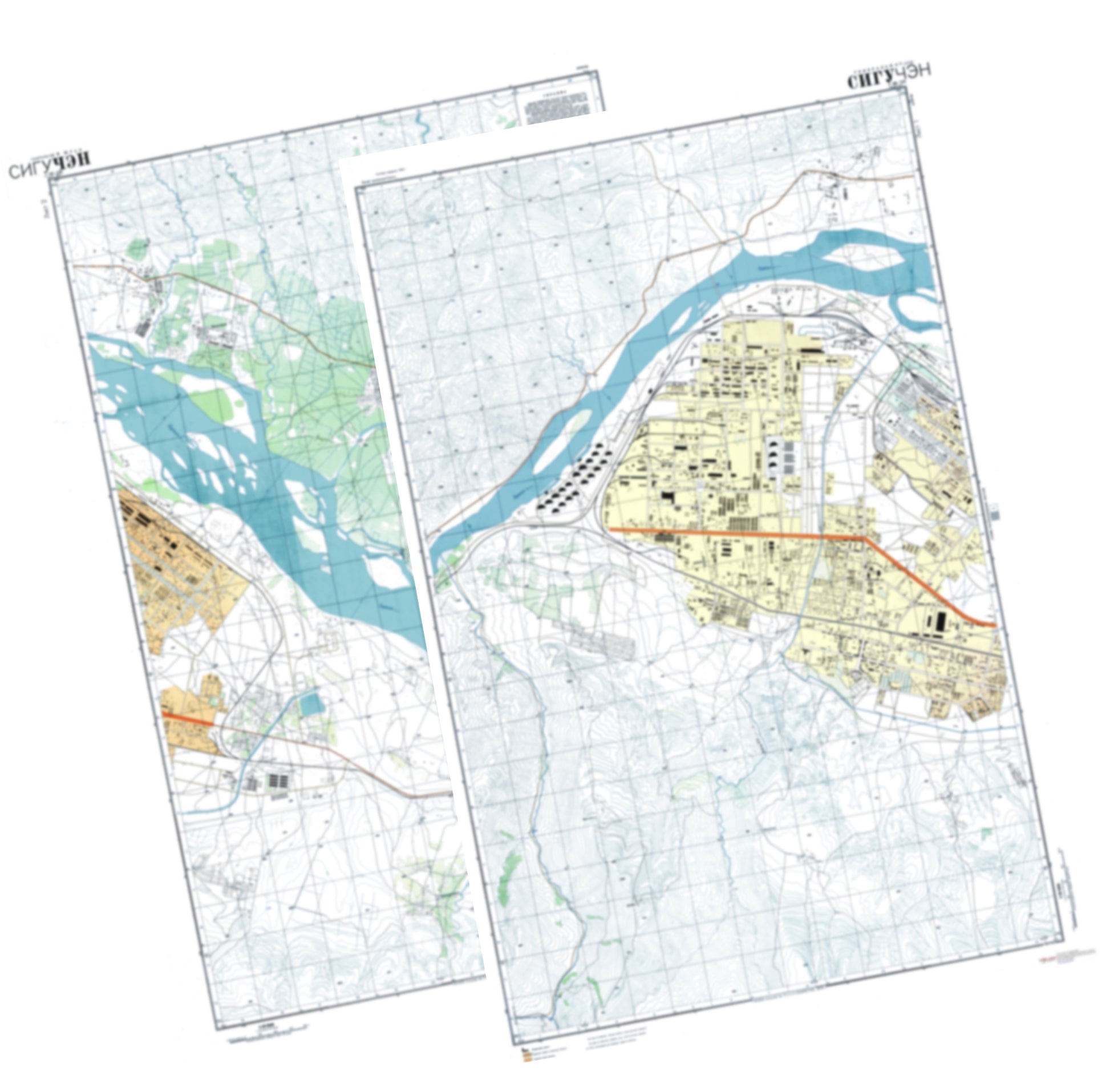 Siguchen (China) 2-Sheet Set - Soviet Military City Plans