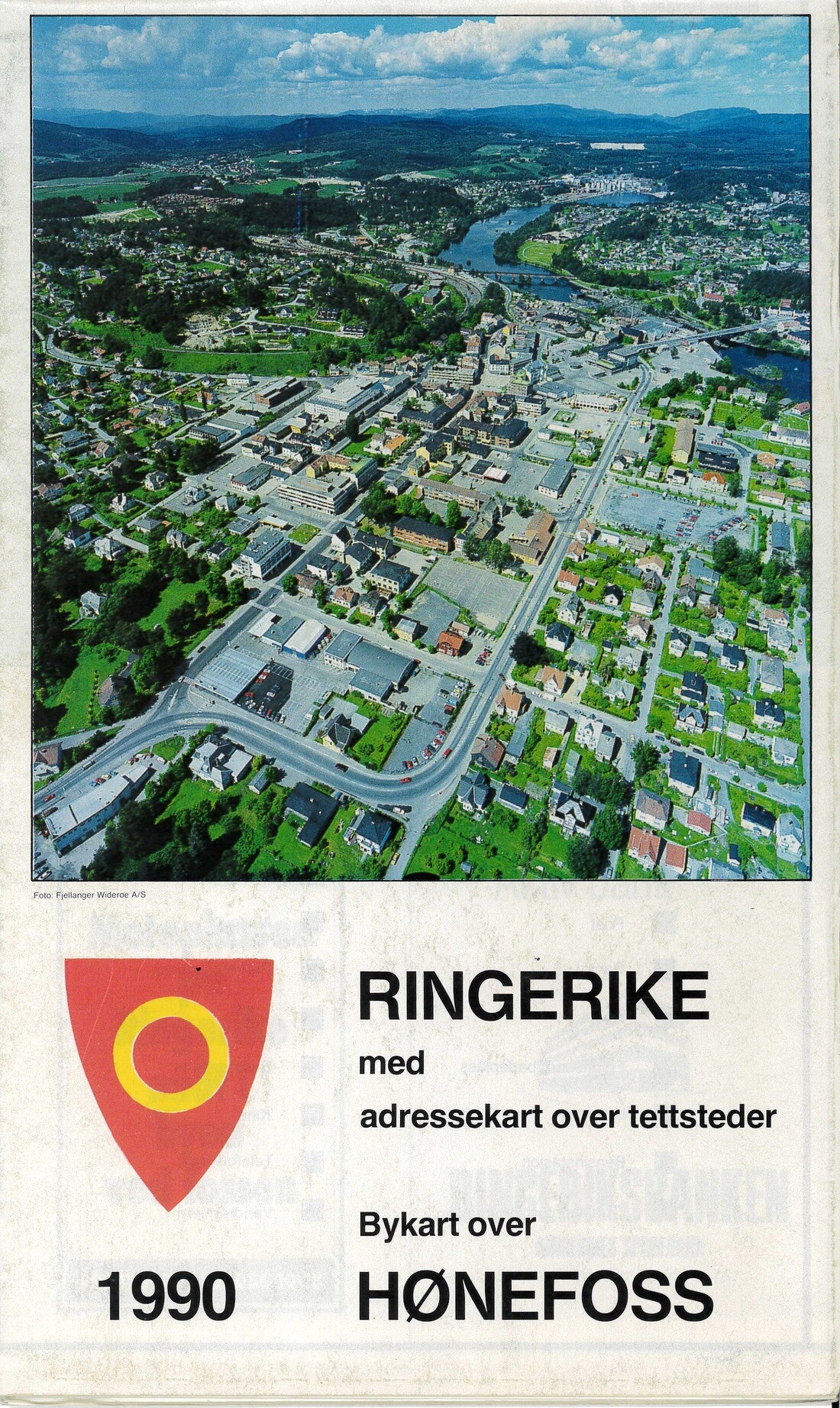 Ringerike med adressekart over tettsteder Bykart over Honefoss