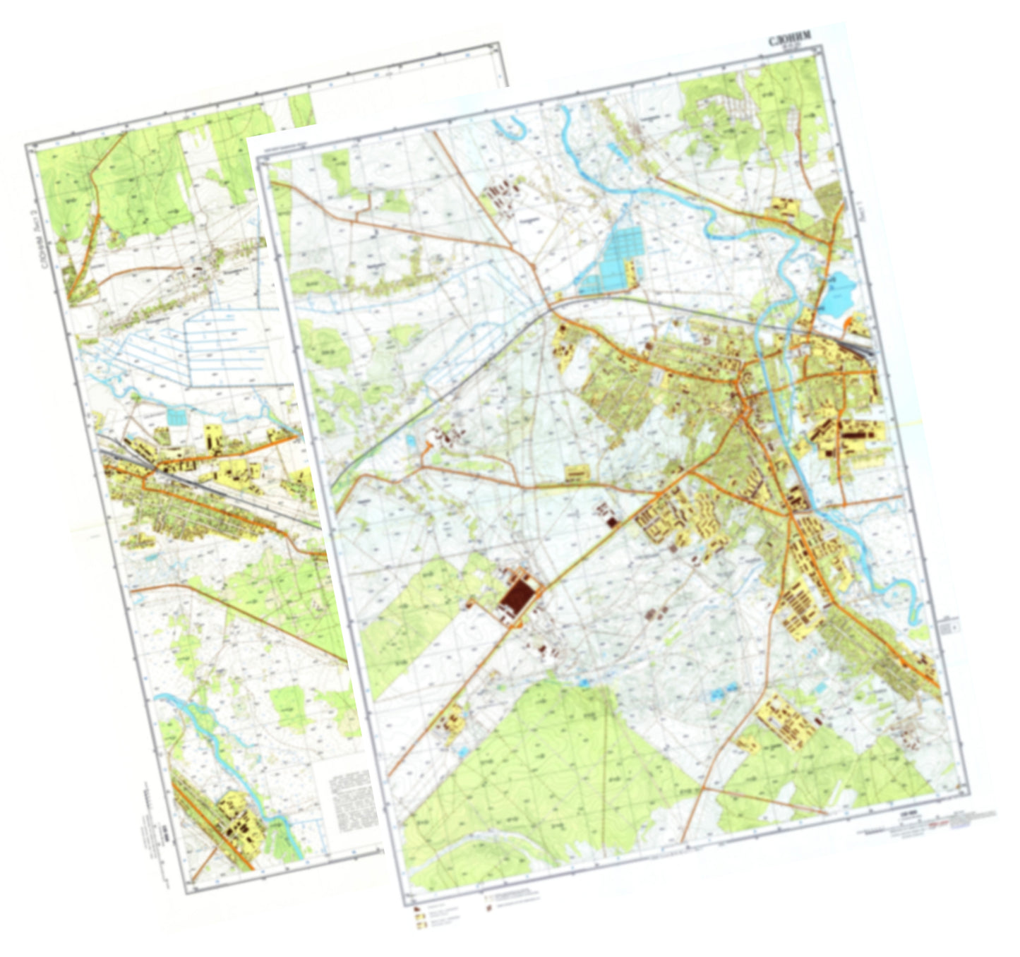 Slonim (Belarus) 2-Sheet Set - Soviet Military City Plans