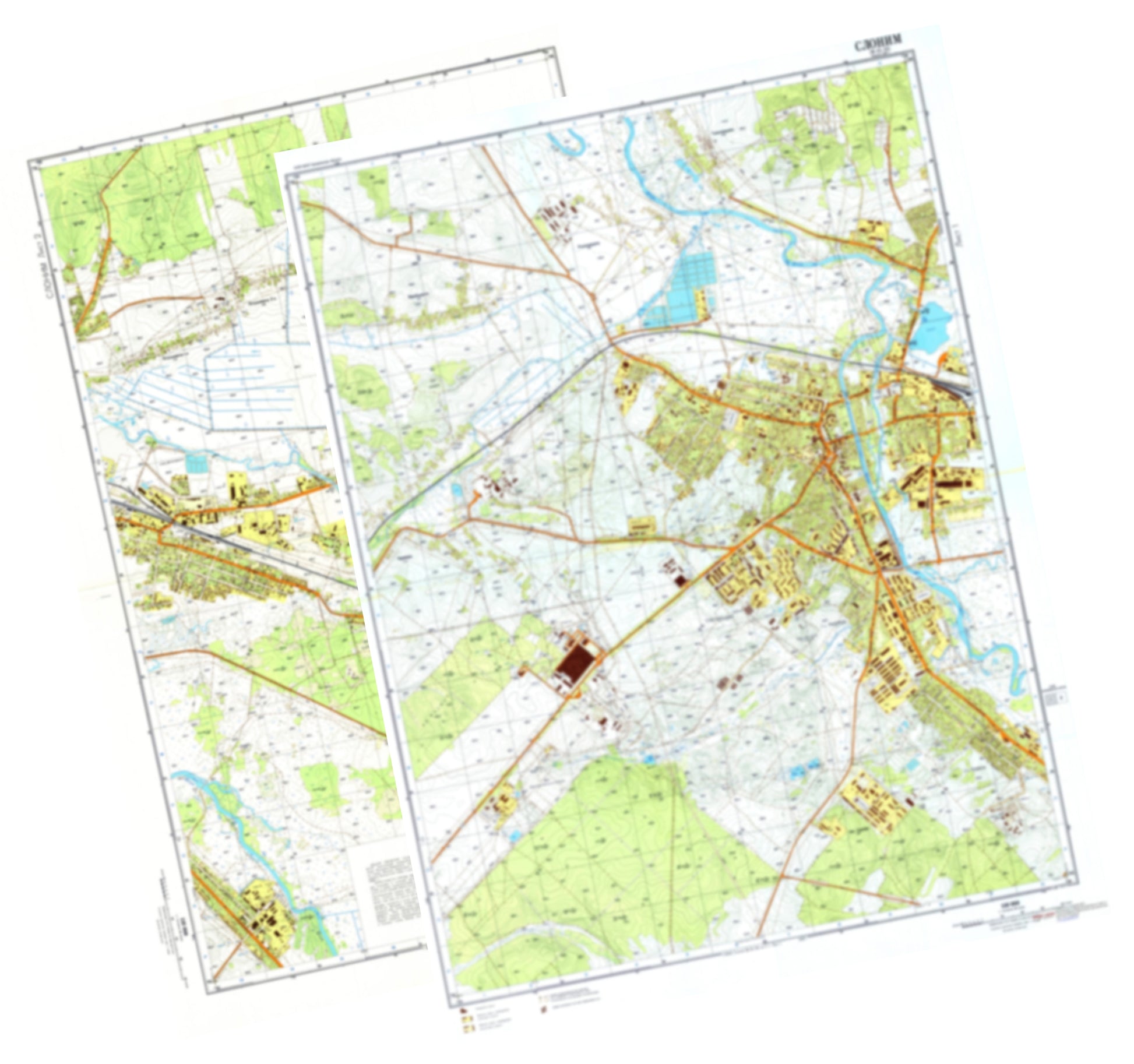 Slonim (Belarus) 2-Sheet Set - Soviet Military City Plans