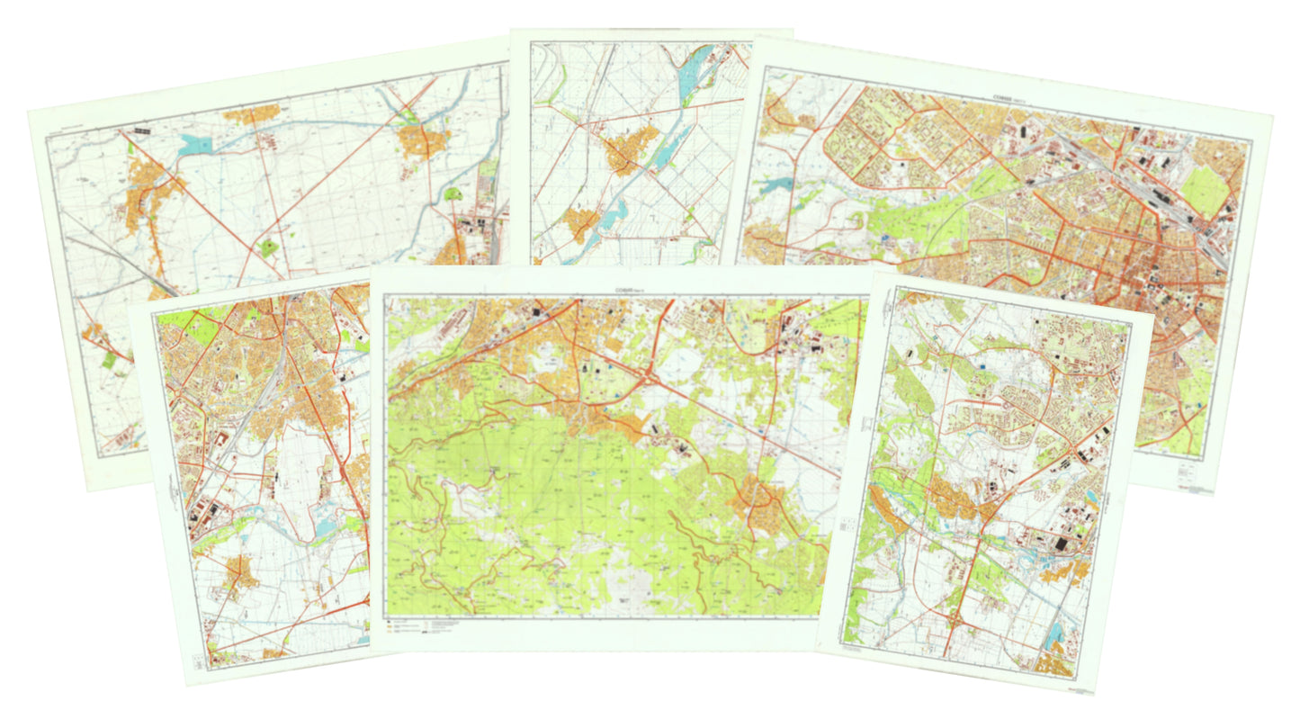 Sofia (Bulgaria) 6-Sheet Map Set - Soviet Military City Plans