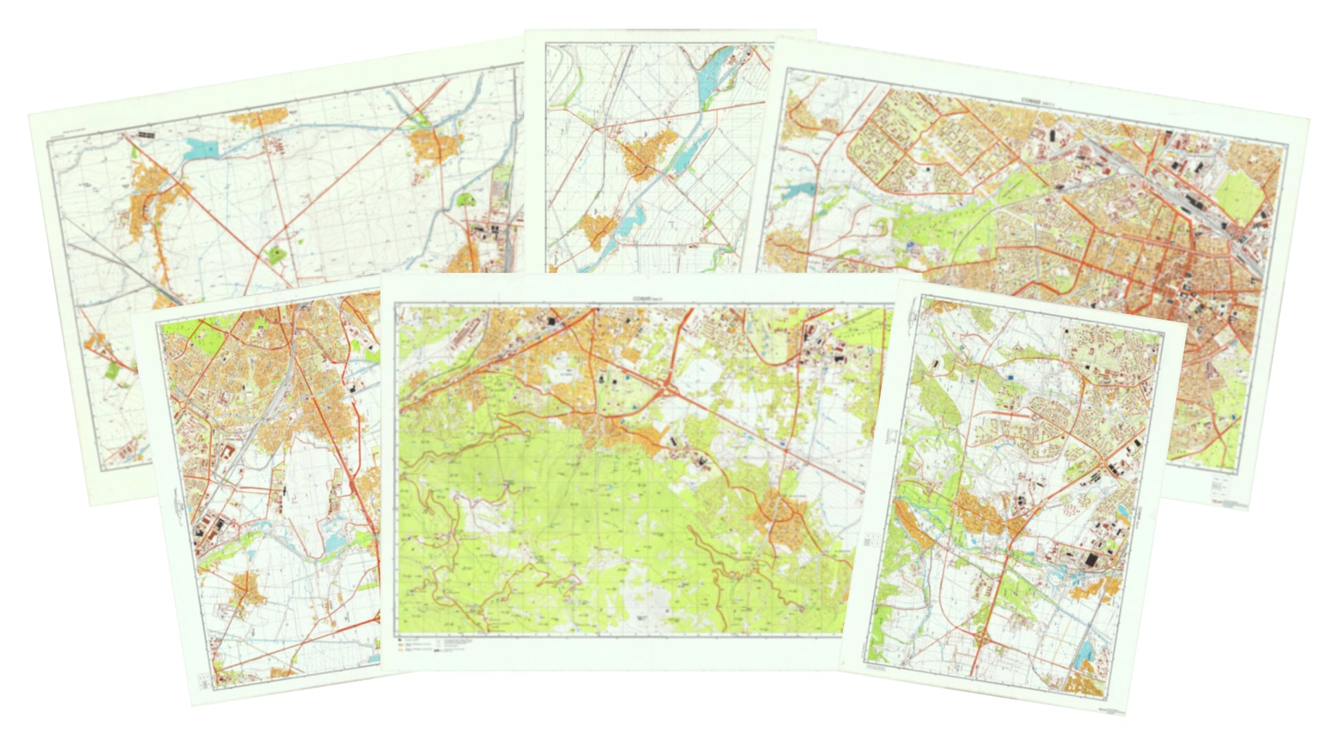 Sofia (Bulgaria) 6-Sheet Map Set - Soviet Military City Plans