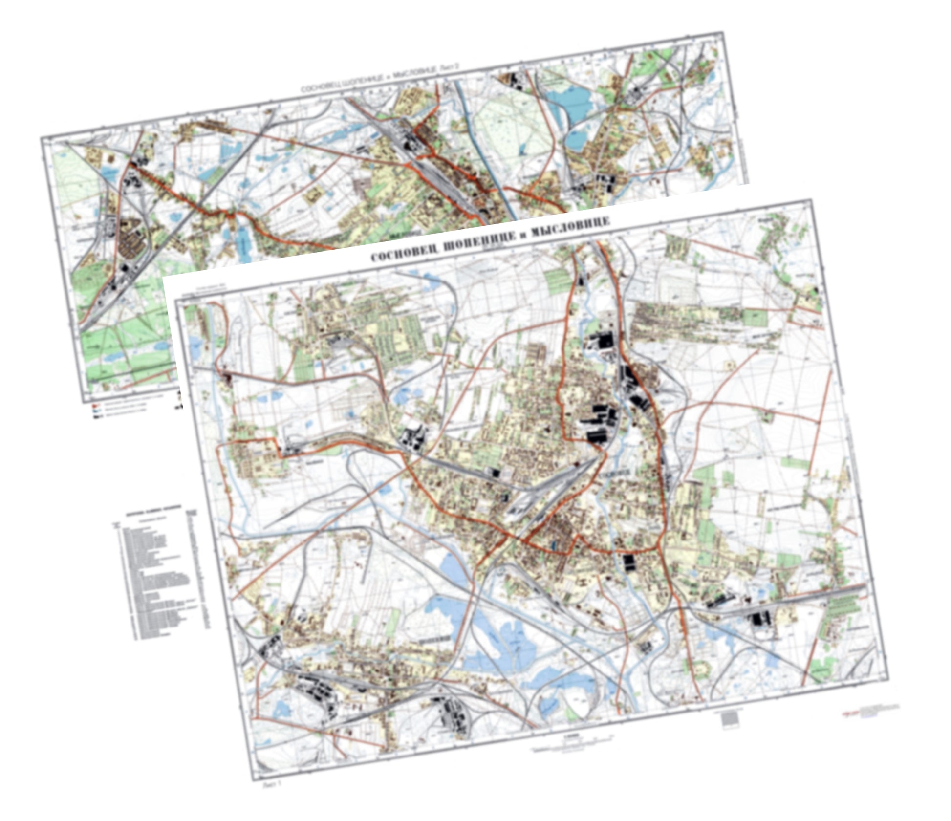 Sosnowiec, Myslowice (Poland) 2-Sheet Set - Soviet Military City Plans