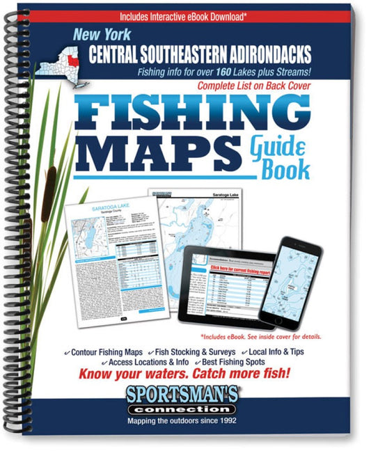 Central Southeastern Adirondacks New York Fishing Map Guide