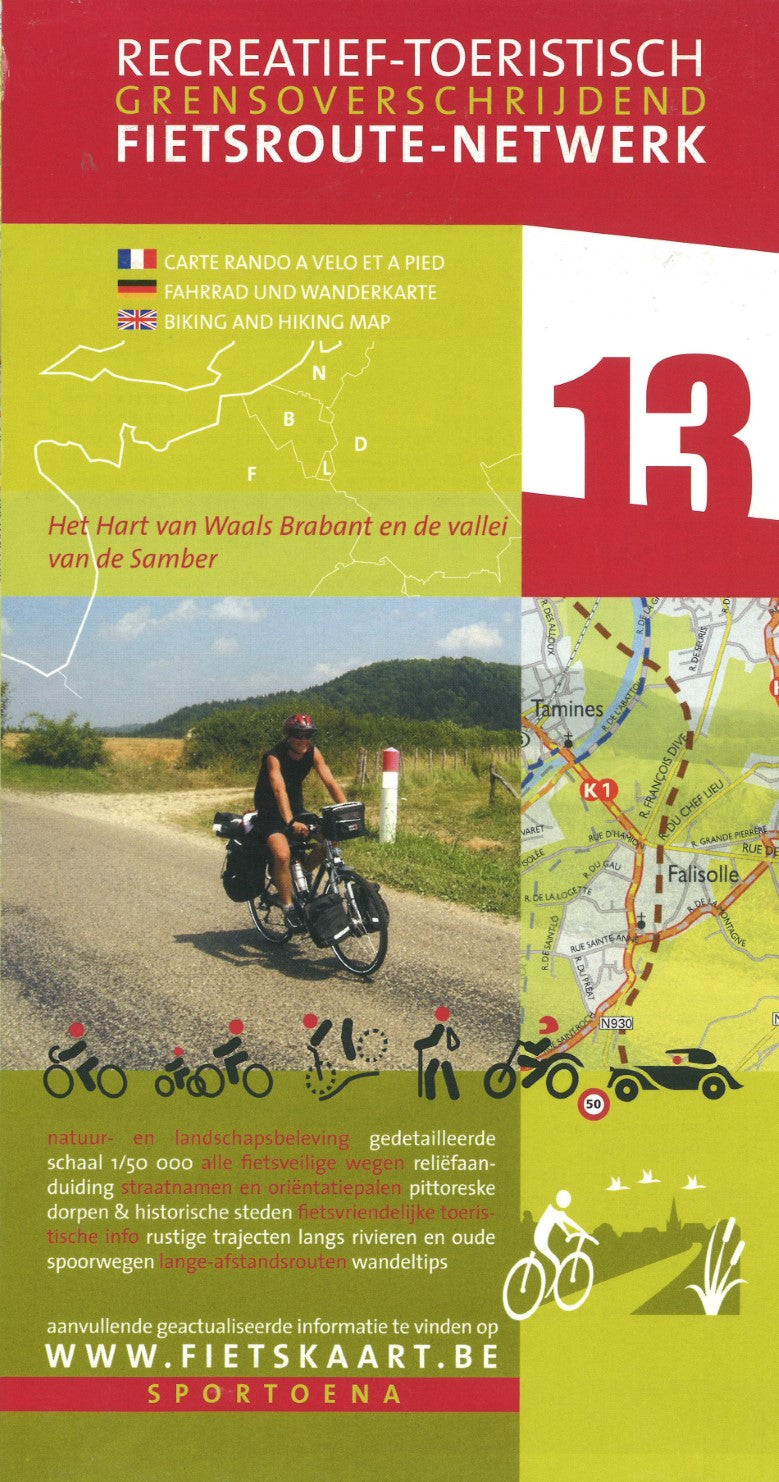 Mons - Charlerois - Samber Valley Belgium cycling map sheet #13