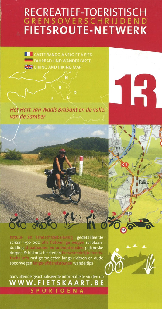 Mons - Charlerois - Samber Valley Belgium cycling map sheet #13