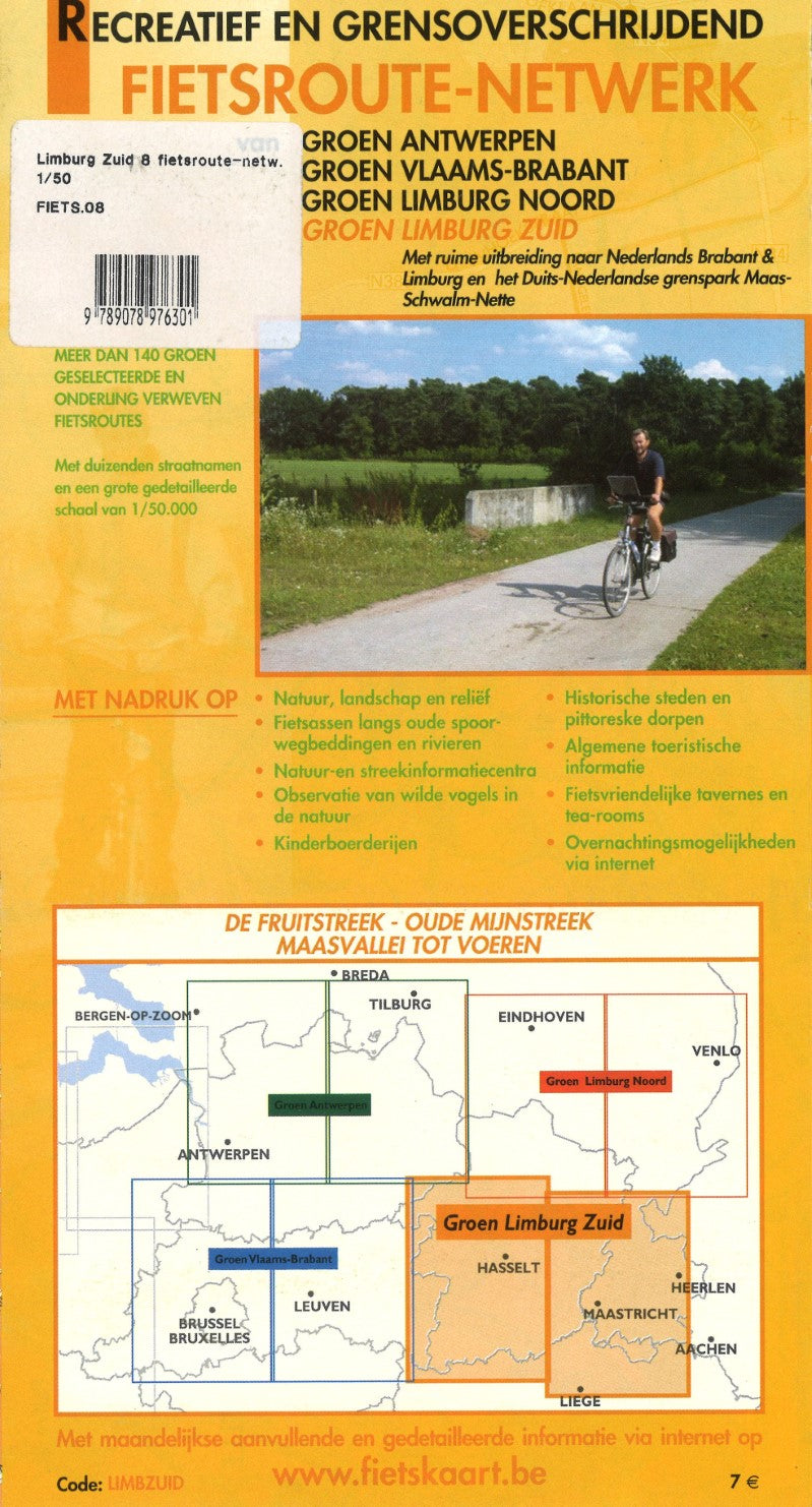 Limburg South: Hasselt - Maastricht Belgium cycling map sheet #8