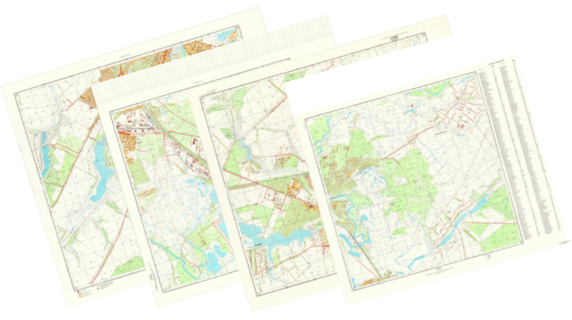 Sumy (Ukraine) 4-Sheet Map Set - Soviet Military City Plans