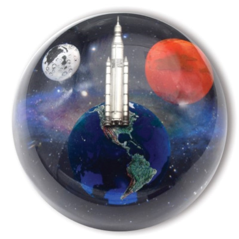Artemis-Orion Spaceship, with Andromedome, Earth, Mars & Moon, 4" Diameter Paperweight