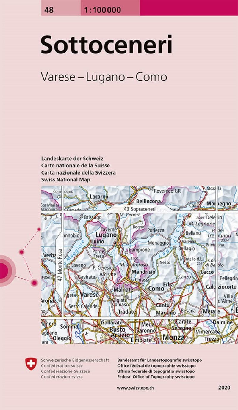 Sotto Ceneri : Switzerland 1:100,000 Topographic Map #48