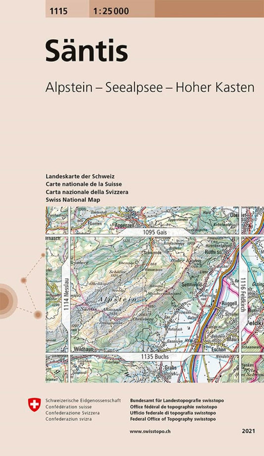 Santis : Switzerland 1:25,000 Topographic Map #1115