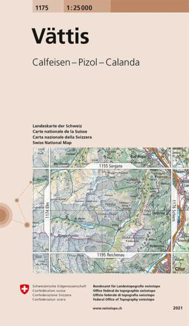 Vattis : Switzerland 1:25,000 Topographic Map #1175