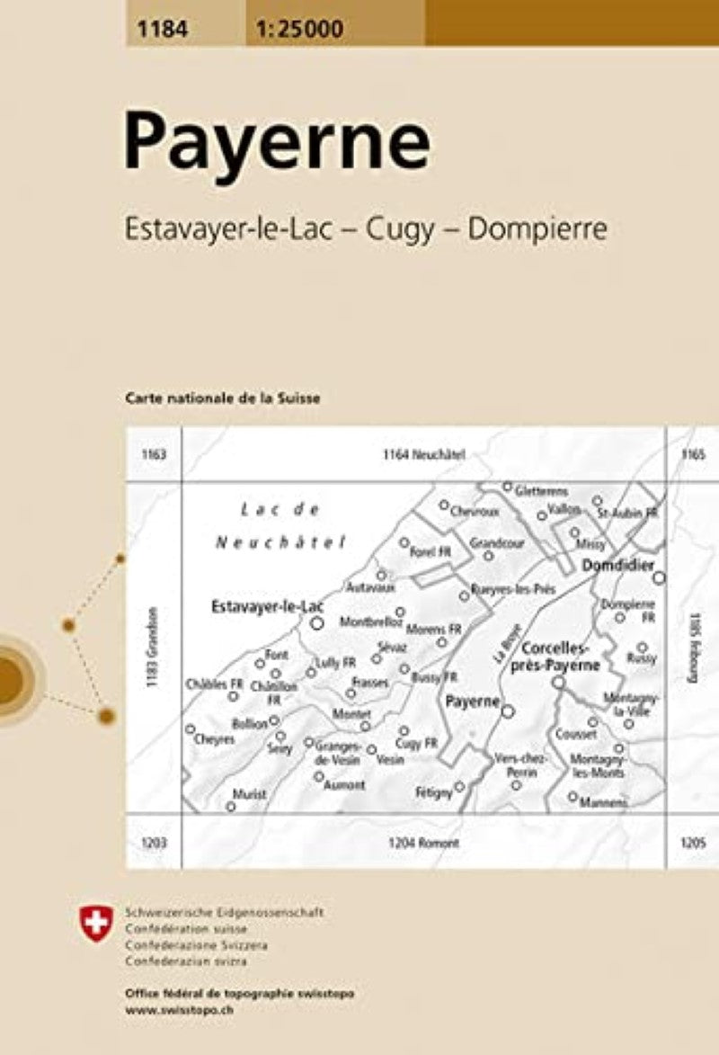 Payerne : Switzerland 1:25,000 Topographic Map #1184