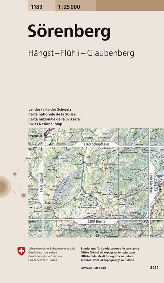 Sorenberg : Switzerland 1:25,000 Topographic Map #1189