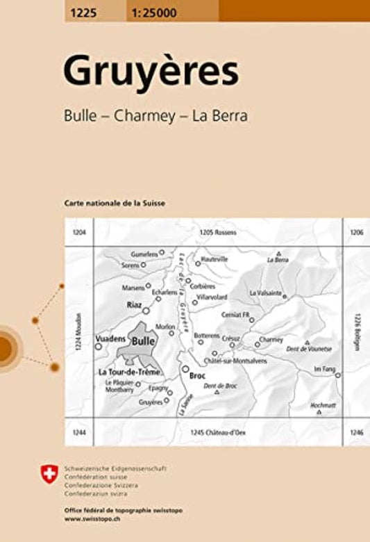 Gruyeres : Switzerland 1:25,000 Topographic Map #1225