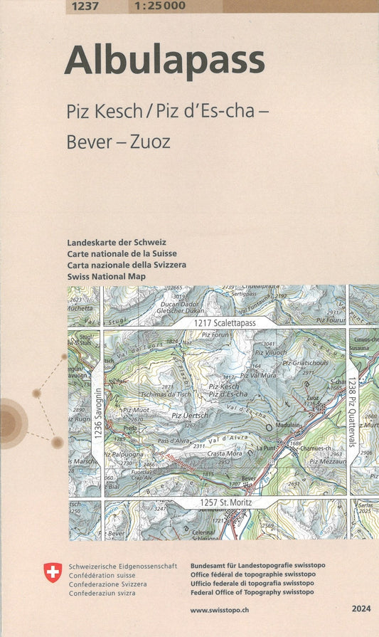 Albulapass : Switzerland 1:25,000 Topographic Map #1237