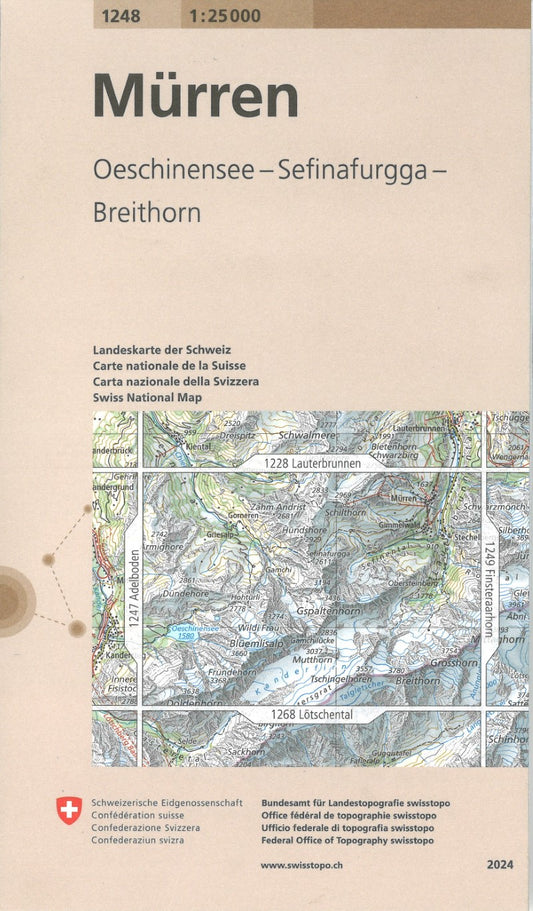 Murren - Oeschinensee - Sefinafurgga - Breithorn : Switzerland 1:25,000 Topographic Map #1248
