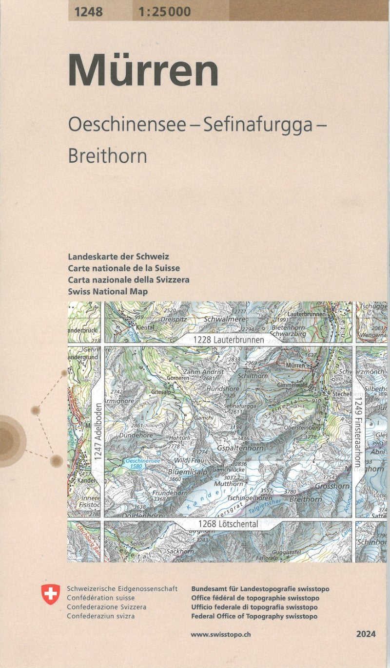 Murren - Oeschinensee - Sefinafurgga - Breithorn : Switzerland 1:25,000 Topographic Map #1248
