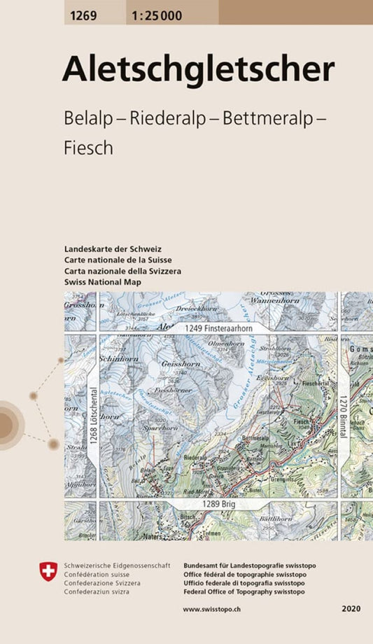 Aletschgletscher : Switzerland 1:25,000 Topographic Map #1269