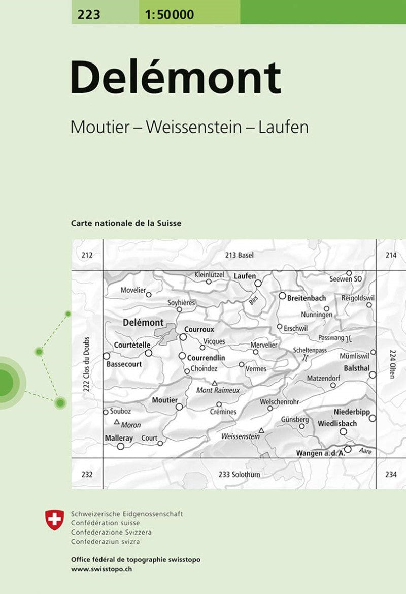 Delemont : Switzerland 1:50,000 Topographic Map #223