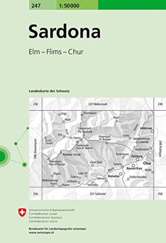 Sardona - Elm - Flims - Chur : Switzerland 1:50,000 Topographic Map #247