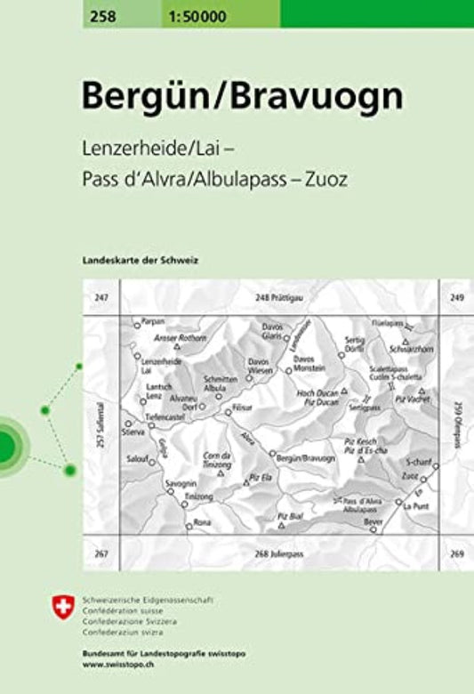 Bergun/Bravuogn : Switzerland 1:50,000 Topographic Map #258