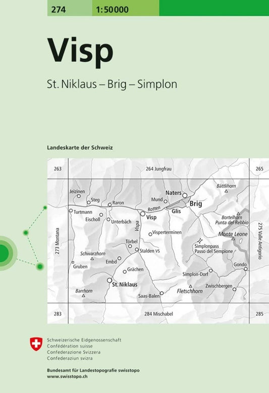 Visp - St. Niklaus - Brig - Simplon : Switzerland 1:50,000 Topographic Map #274