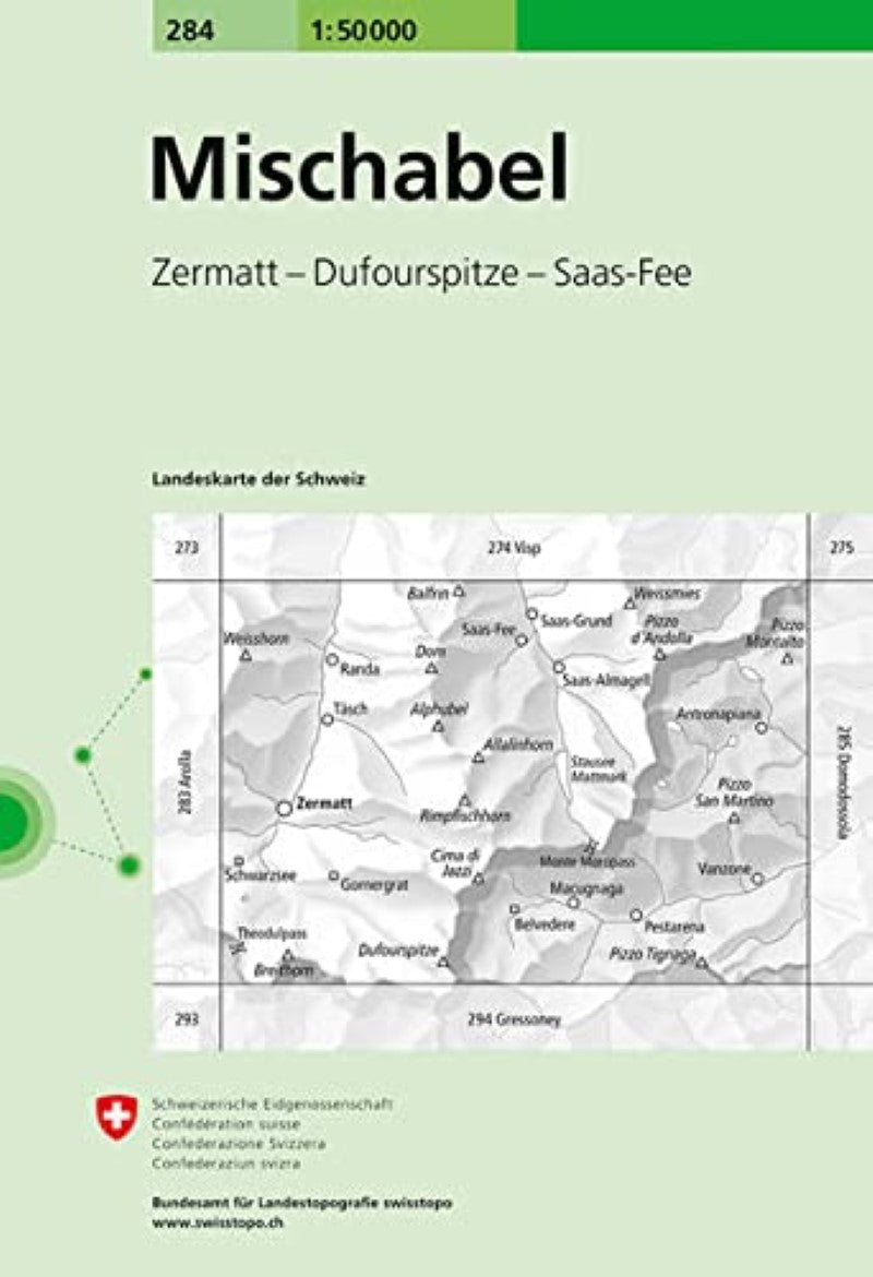 Mischabel - Zermatt- Dufourspitze - Saas-Fee : Switzerland 1:50,000 Topographic Map #284