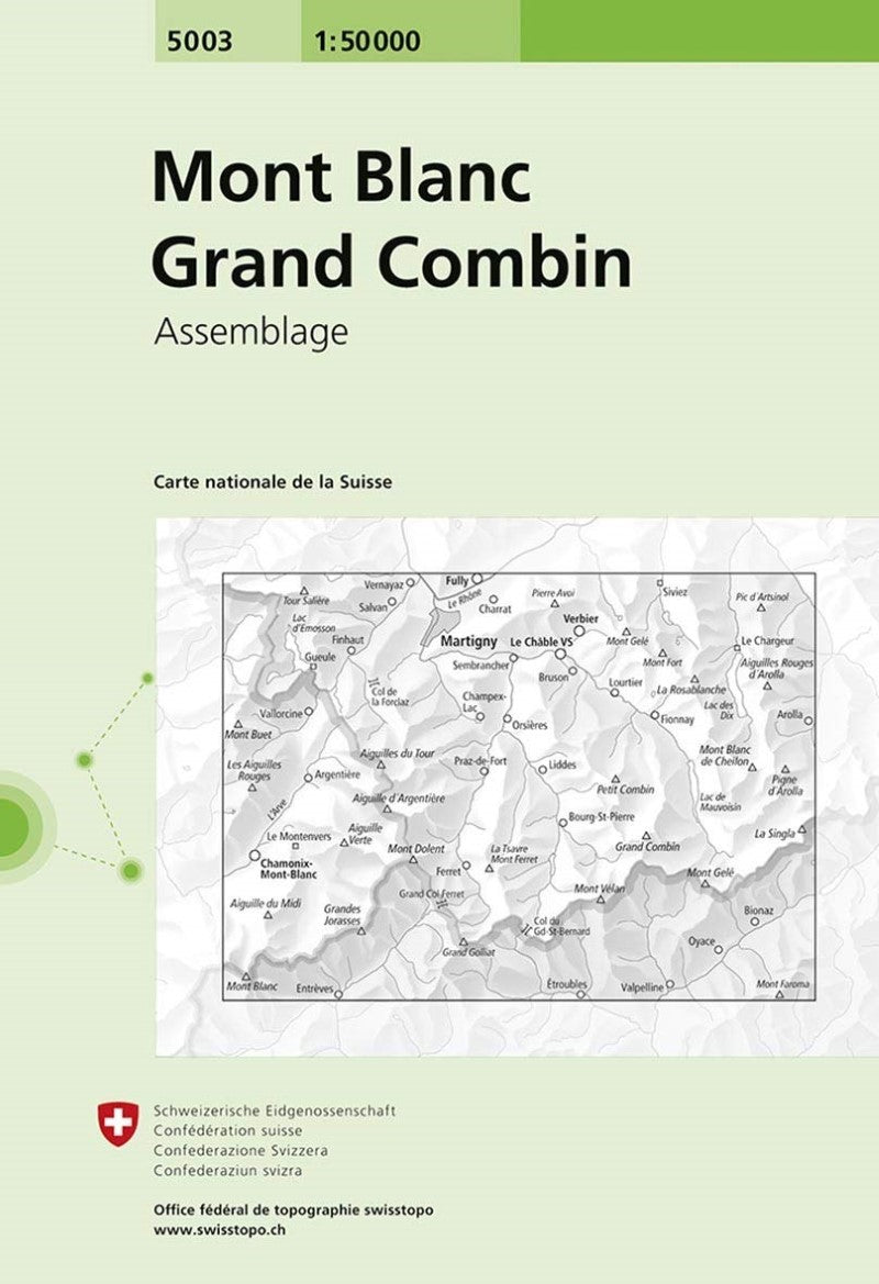 Mt Blanc - Grand Combin : Switzerland 1:50,000 Topographic Map Series #5003