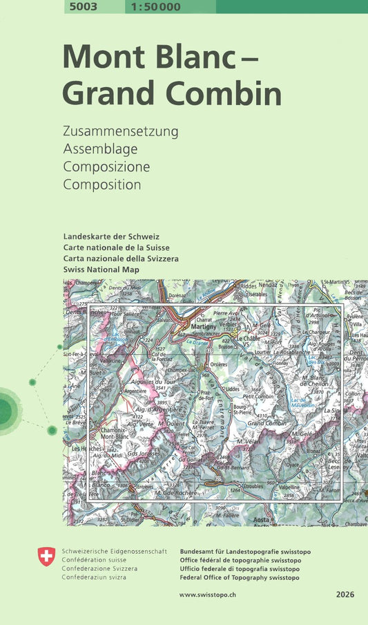 Mt Blanc - Grand Combin : Switzerland 1:50,000 Topographic Map Series #5003