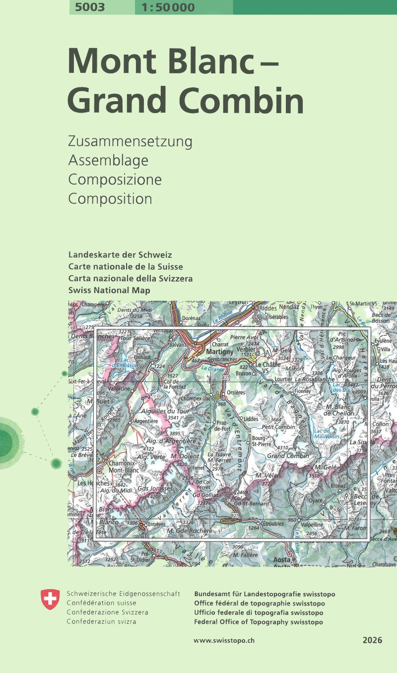 Mt Blanc - Grand Combin : Switzerland 1:50,000 Topographic Map Series #5003