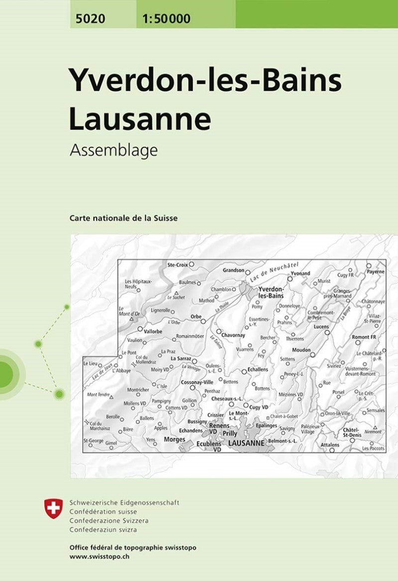 Yverdon-les-Bains - Lausanne : Switzerland 1:50,000 Topographic Map Series #5020