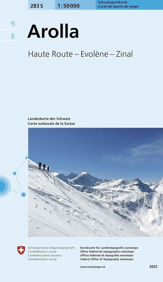 Arolla - Haute Route - Evolene - Zinal : Switzerland 1:50,000 Topographic Ski Map #283S