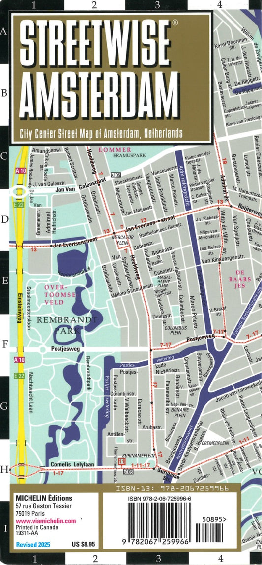Streetwise Amsterdam laminated map