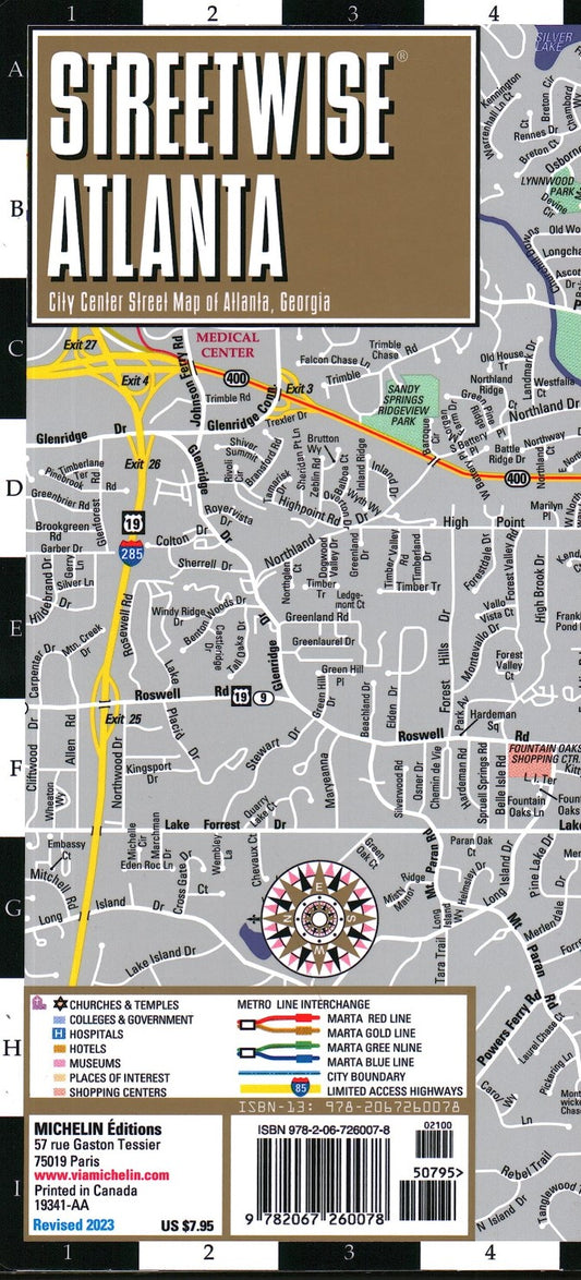 Streetwise Atlanta laminated map