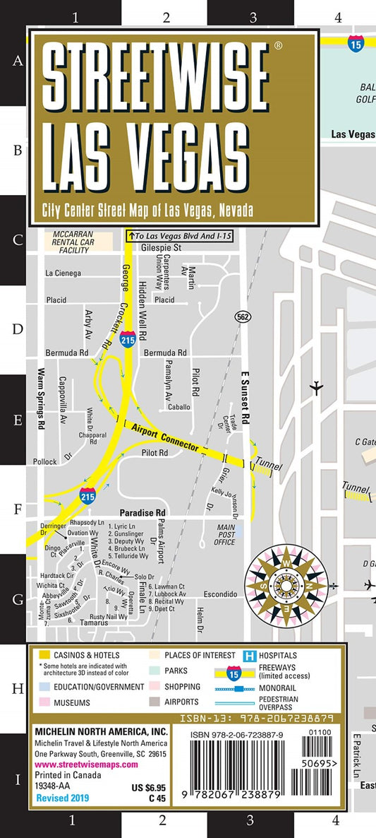 Streetwise Las Vegas laminated map