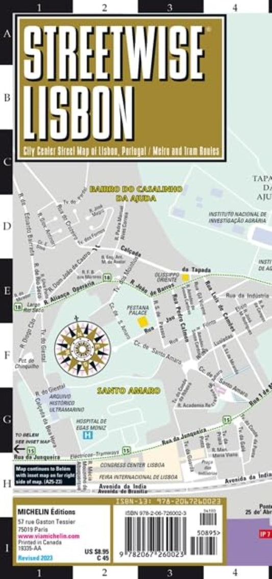 Streetwise Lisbon laminated map