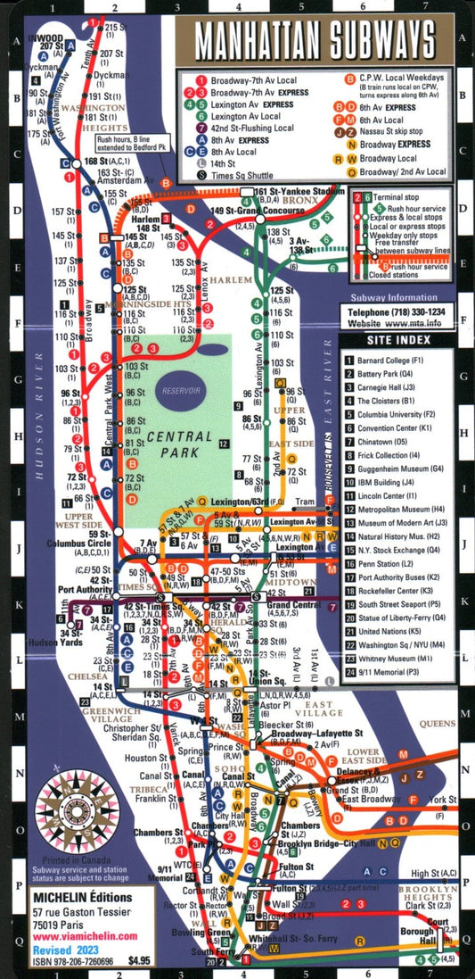 Streetwise Manhattan bus subway laminated map