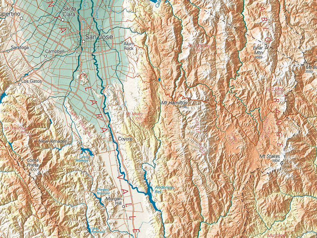 San Francisco Bay Area Elevation Tints Fine Art Print Map