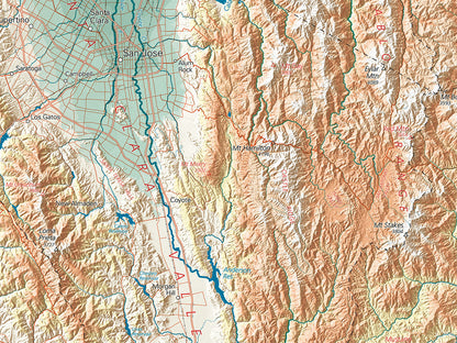 San Francisco Bay Area Elevation Tints Fine Art Print Map