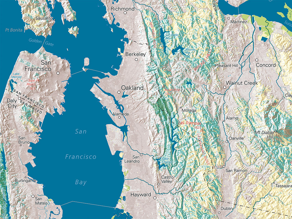 San Francisco Bay Area Land Cover Fine Art Print Map