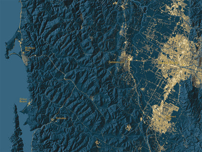 San Francisco Bay Area at Night Fine Art Print Map