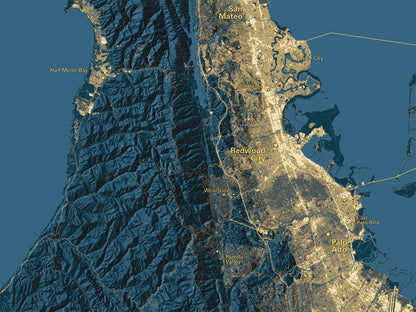 San Francisco Bay Area at Night Fine Art Print Map