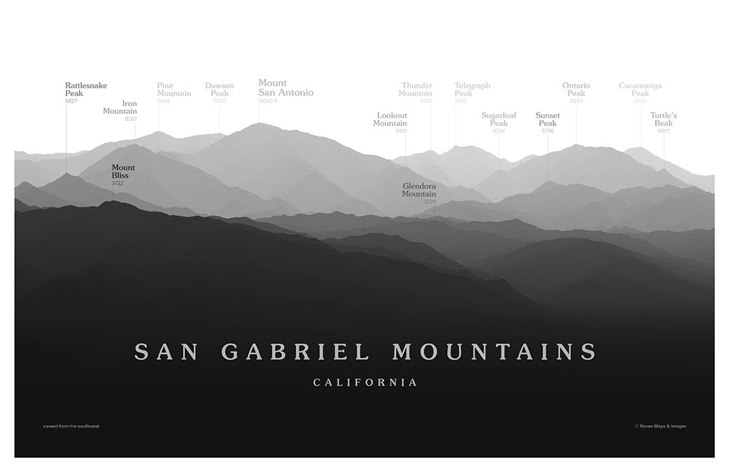 San Gabriel Mountains Peakscapes Elevation Panorama