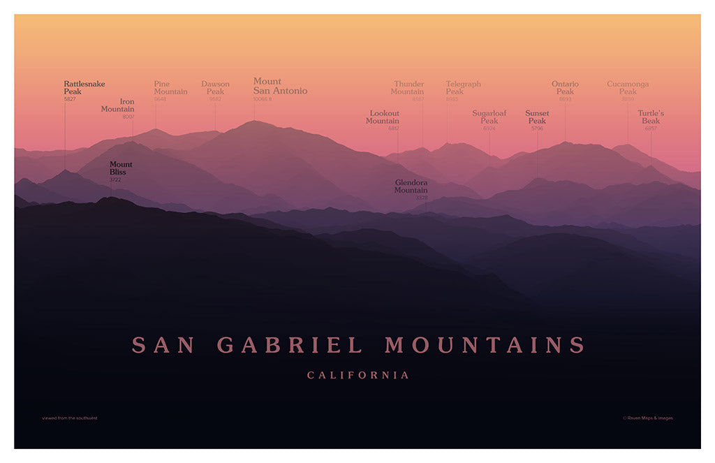 San Gabriel Mountains Peakscapes Elevation Panorama