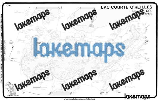 Sawyer County, WI - LAC COURTE O’REILLES - Lakemap - 22704
