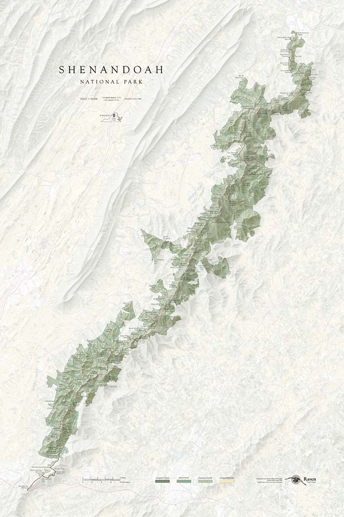 Shenandoah National Park Landscape Fine Art Print Map